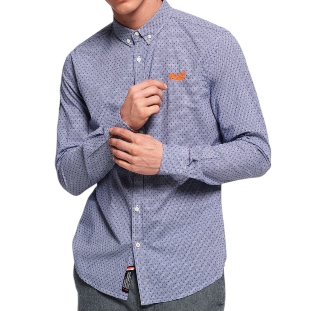 Superdry Men's Premium Button Down Shirt In Constellation Blue Size Medium